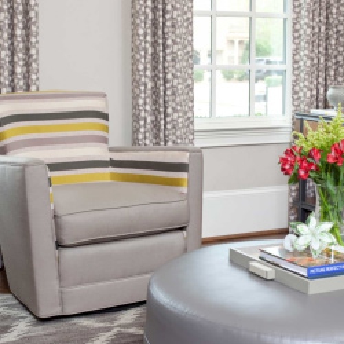 Transitional sophisticated window treatments and upholstery